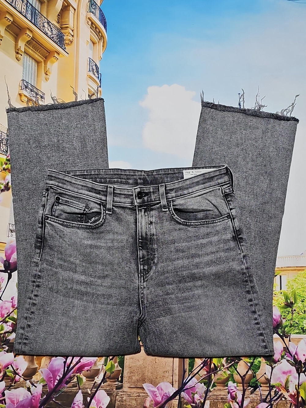 Rag & Bone High Rise Ankle Flare Raw Hem Jeans Size‎ 32